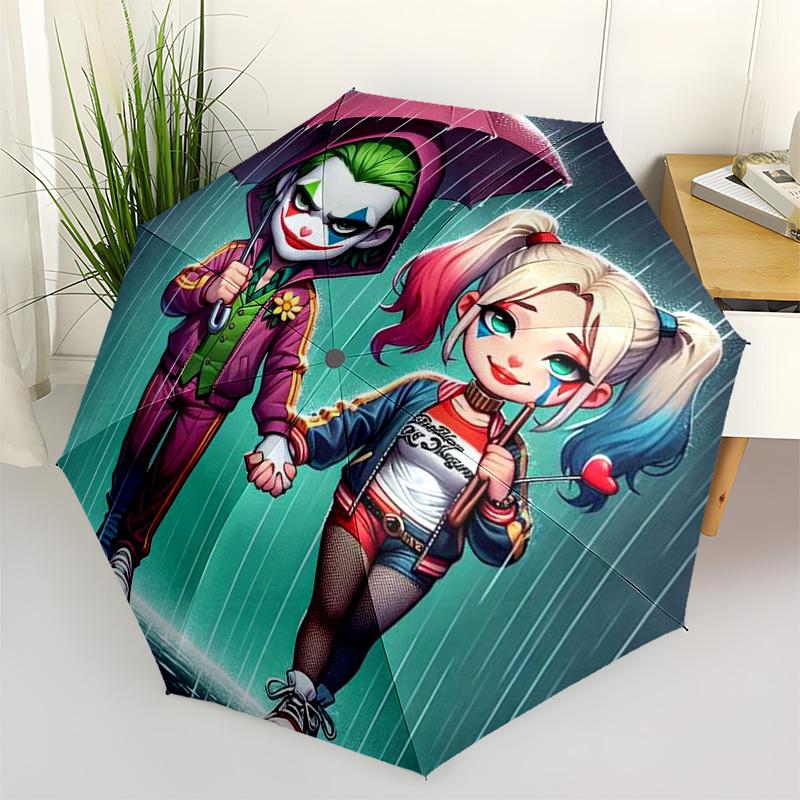 

1pc Joker and Harley in Rainy Day Umbrella with Plastic Handle,Cartoon Pattern,Suitable for All Seasons Multi-functional Umbrella352