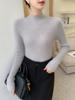 Women's Autumn/Winter Seamless Solid Color Cashmere Ribbed Knit Sweater with Half-High Neck