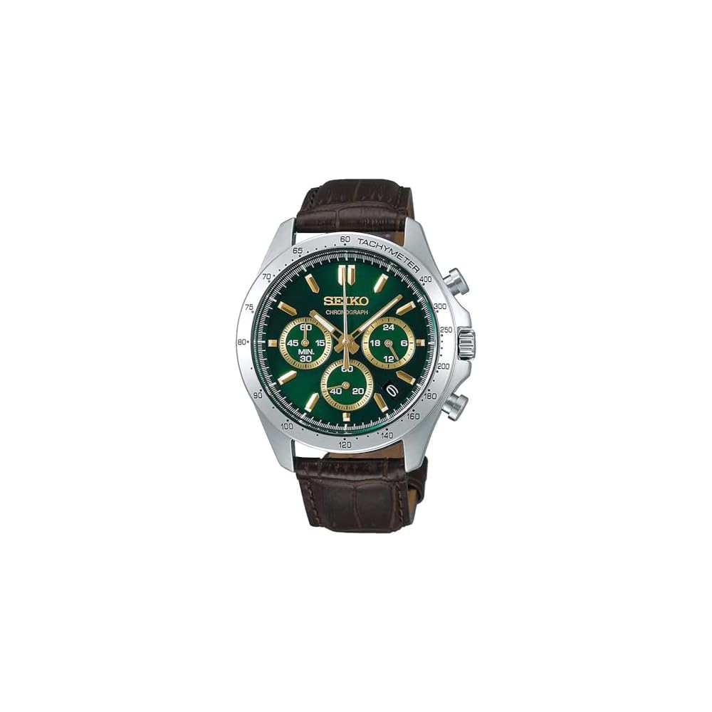 

Seiko Chronograph Quartz Men s Watch Green Brown Leather SBTR017 1/5 Second Timing