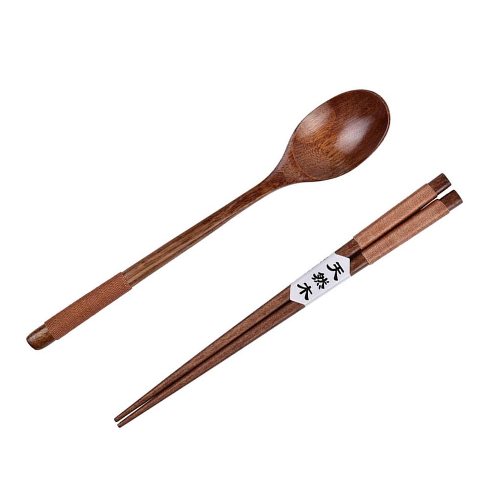 Natural Wooden Chopsticks And Spoon Set Eco Friendly Kitchenware Wood Grain Utensils Wood Cutlery For Daily Use