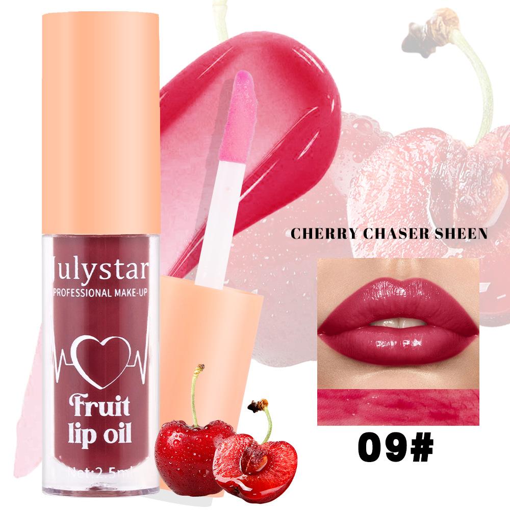 Julystar 20 Color Fruit Lip Gloss Pearlescent Dudu Lip Moisturizing and Moisturizing Mirror Water Light Temperature Changing Lip Oil