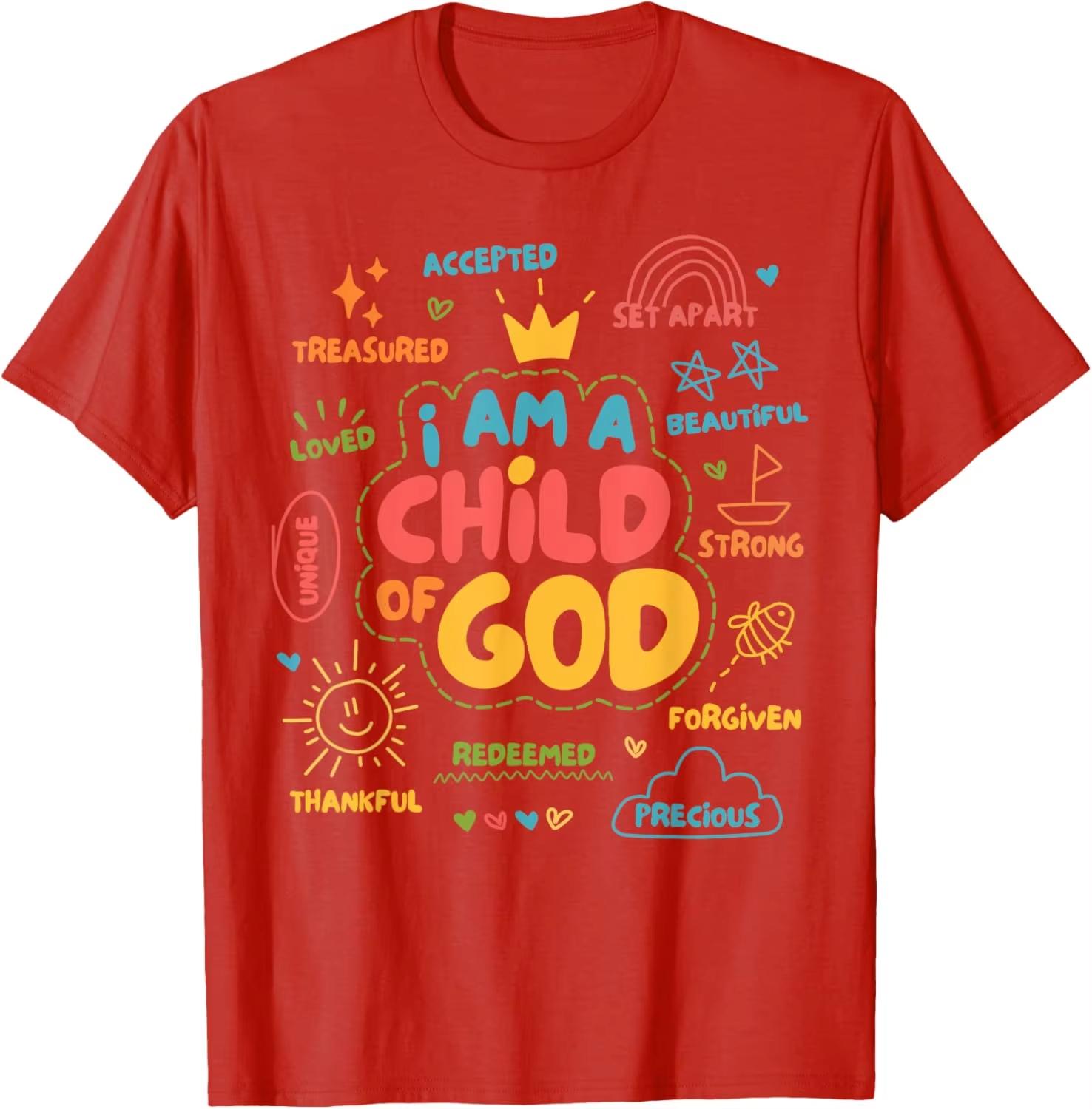 I Am A Child of God Christian Retro Jesus Faith Design Gifts TShirt Breathable and Comfortable Men and Women Cotton Tee 4XL