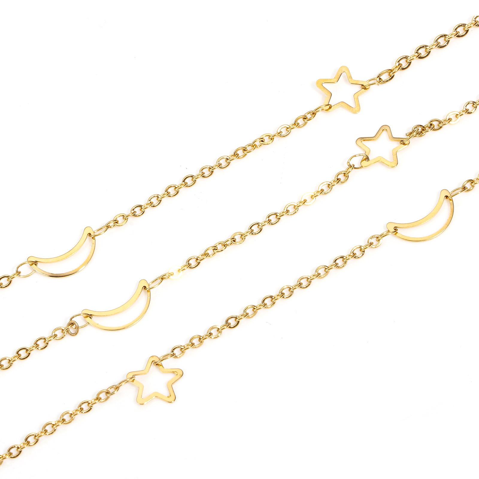 1M 304 Stainless Steel Link Cable Chain Geometric Gold Plated Heart Connector Chain For Handmade DIY Jewelry Making Findings