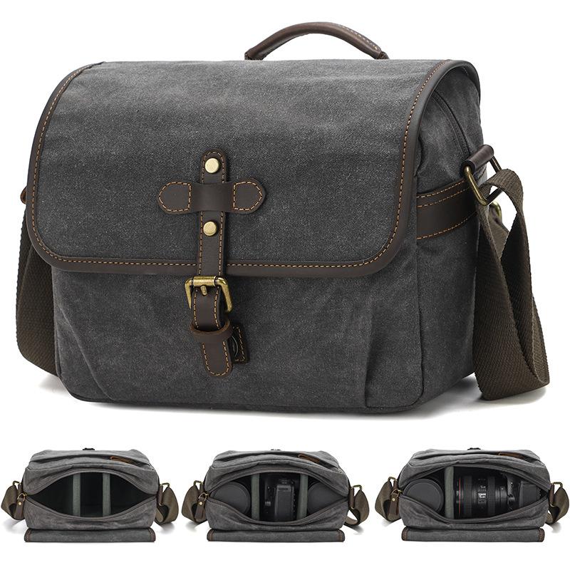 Canvas Shoulder Camera Bag DSLR Digital Bag Photography Bag Going Out Casual Lens Bag Wear-resistant Messenger Bag