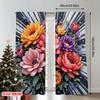 Set Of 2 Flat Printing Curtain Vibrant Floral Garden Polyester Digital Printed Drapes Family Party Use Indoor Outdoor