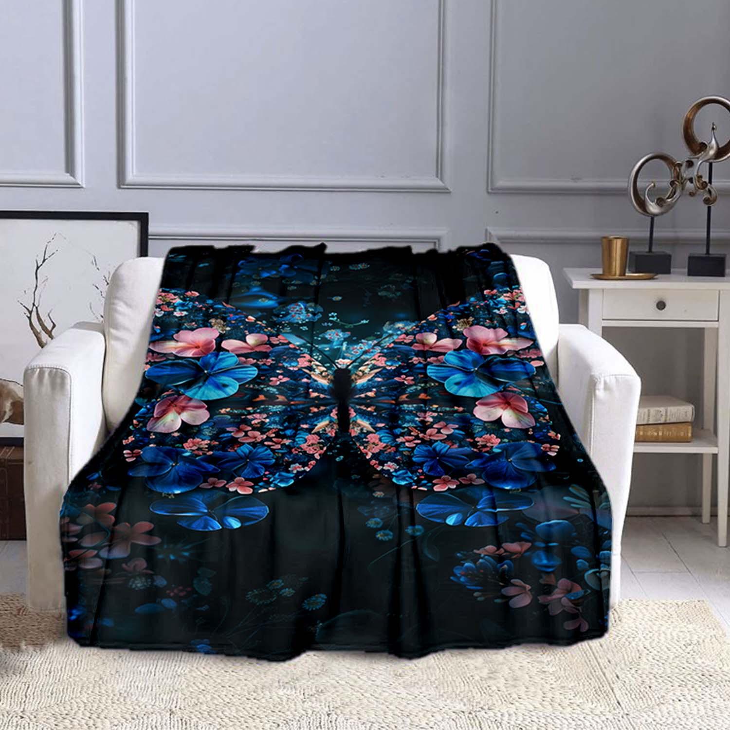 

1pc Butterfly Print Blanket, Flannel Blanket, Soft Warm Throw Blanket Nap Blanket For Couch Sofa Office Bed Camping Travel 130cmx150cm