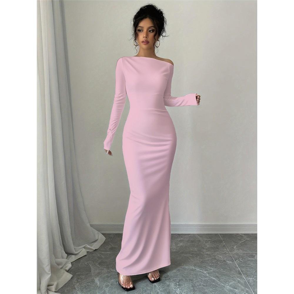 Dámské sexy šaty bez ramínek s dlouhým rukávem, slim střihu, s potiskem