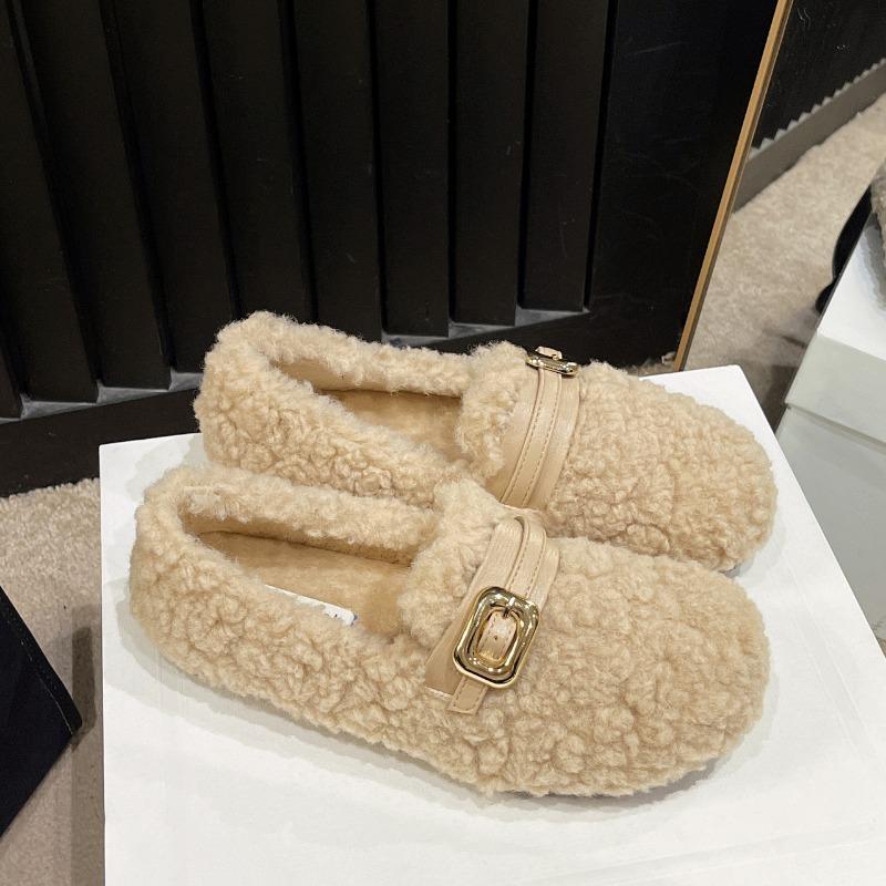 Móda Nová móda 2024 Ležérní dámské boty Mokasíny Kožešinové nazouvací boty Ploché Pohodlné Dámské Vysoké kvality