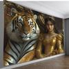 Girl and Tiger Theme Digital printing polyester wall hanging tapestry decorative Living room bedrooms Office background gift
