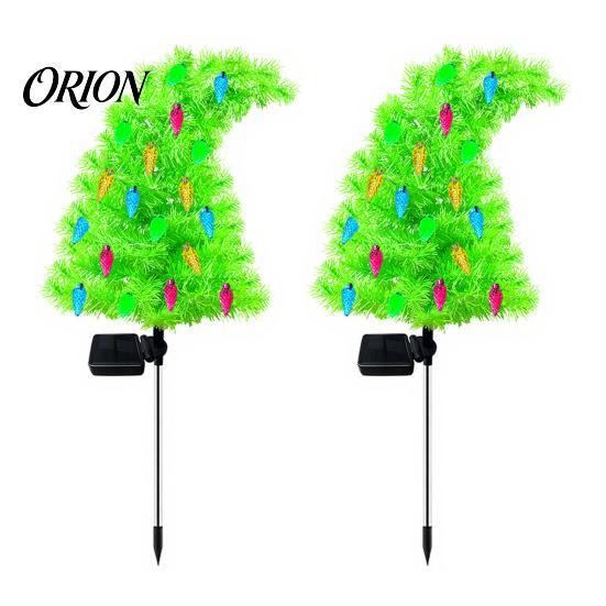 Waterproof Solar Garden Stakes Christmas Tree Stake Lights, Outdoor IP65 Crooked Lamp with Colorful Light for Automatic Dusk to Dawn Lights