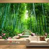 Individuelle Fototapete 3D Grüner Wald Bambus Naturlandschaft Wandbild Wohnzimmer TV Sofa Hintergrund Wandmalerei Papel De Parede
