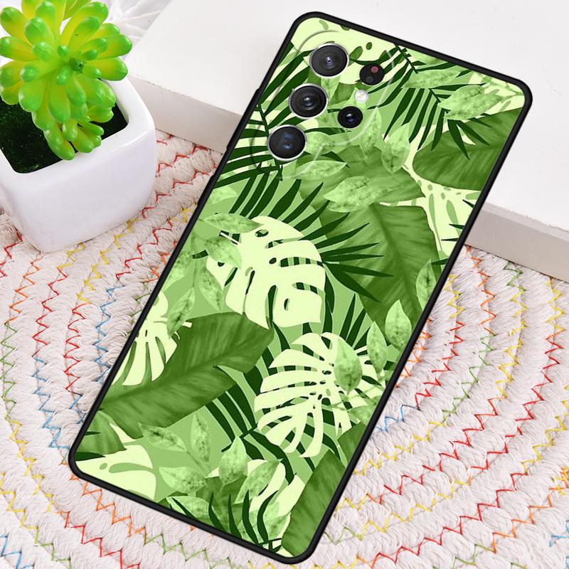 Green Tropical Leaves Leaf Silicone Phone Case For Samsung Galaxy note 10 pro S26 S25 S24 S23 S22 S21 Plus S25Ultra Capa Cover