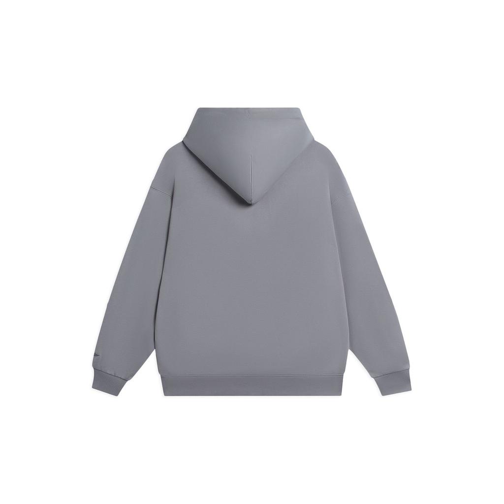 Li Ning Sports Lifestyle Series Solid Color Loose Fit Hooded Pullover Long Sleeve Sweatshirt Unisex sweatshirt Nine-Degrees-Gray AWDR498-10