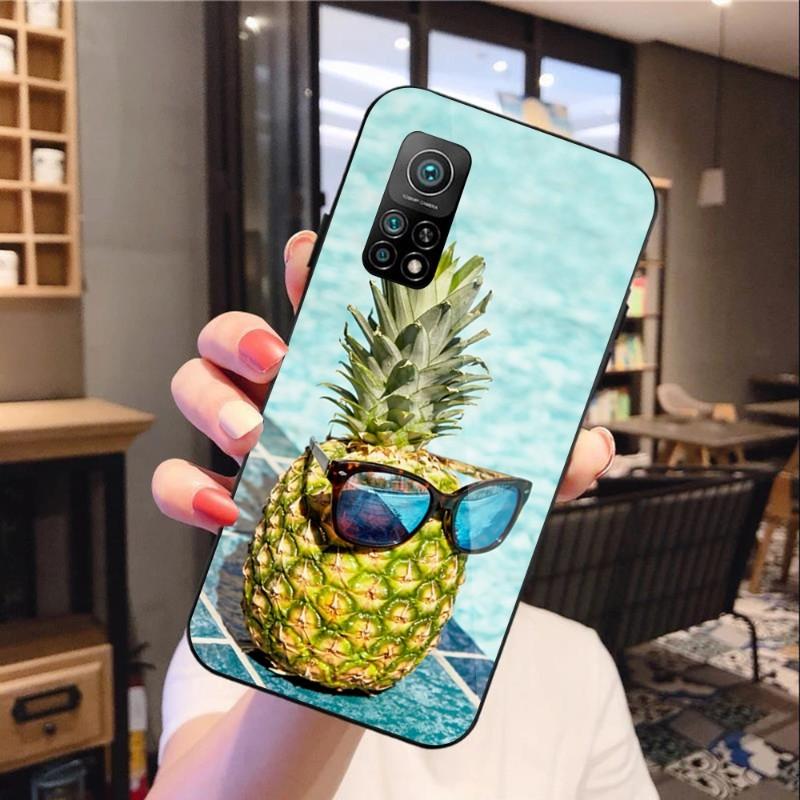 Etui na telefon Summer Beach Fruit Pineapple do Xiaomi 12 11T 10 9 Redmi Note 11 10 10S Pro Redmi 9 9A 8 czarne szkło PC