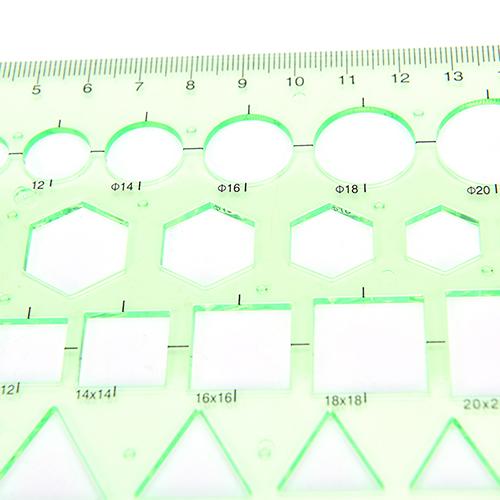 Plastic Circles Squares Hexagons Geometric Template Ruler Stencil Measuring Tool