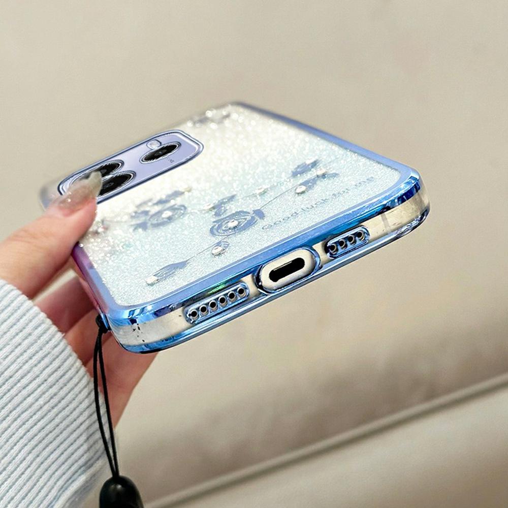 For Xiaomi Redmi Note 14 4G (163.25mm) Case Flower Pattern TPU Gradient Phone Cover with Lanyards