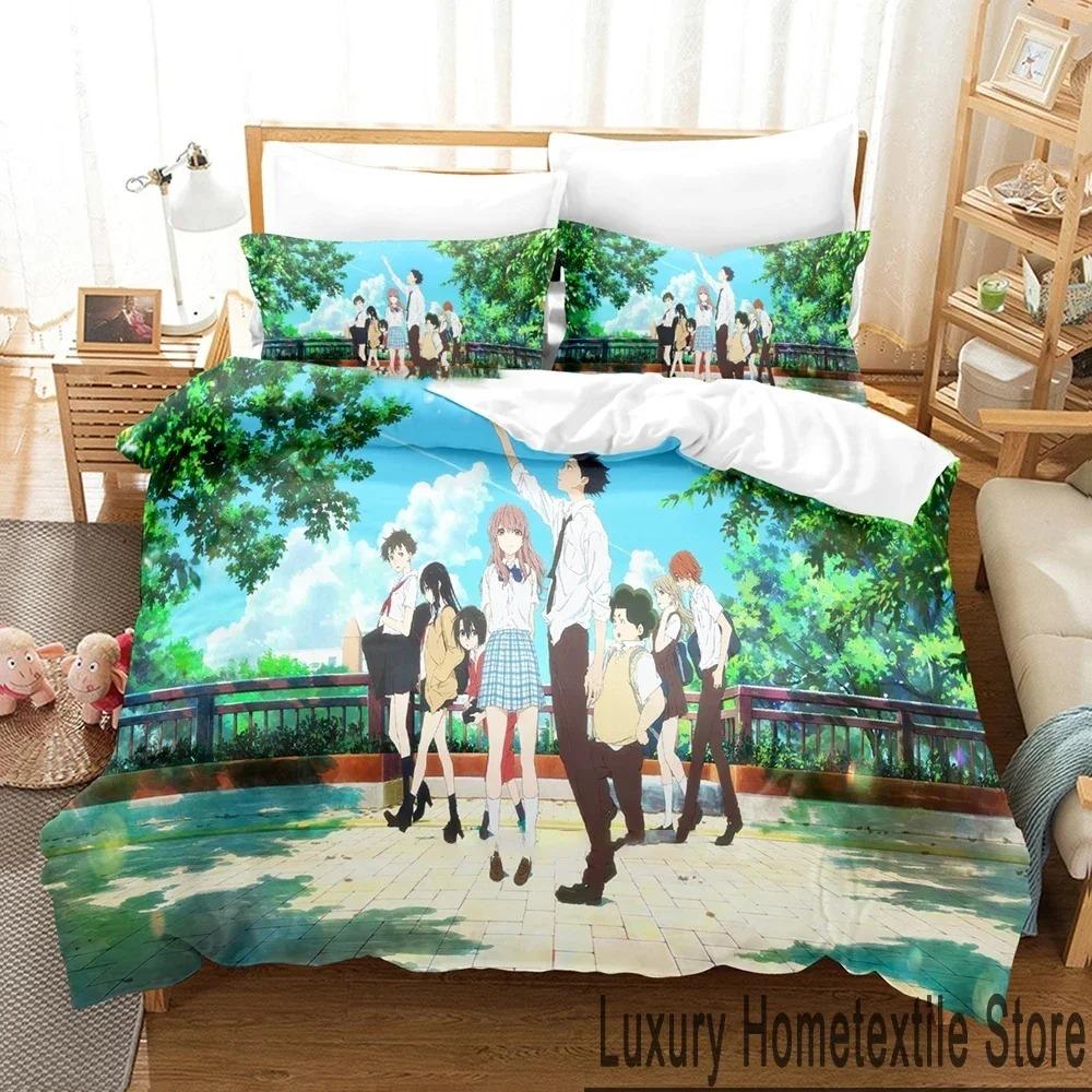 Anime A Silent Voice The Shape of Voice Bedding Set Duvet Cover Bed Set Quilt Cover Pillowcase Comforter King Queen Size