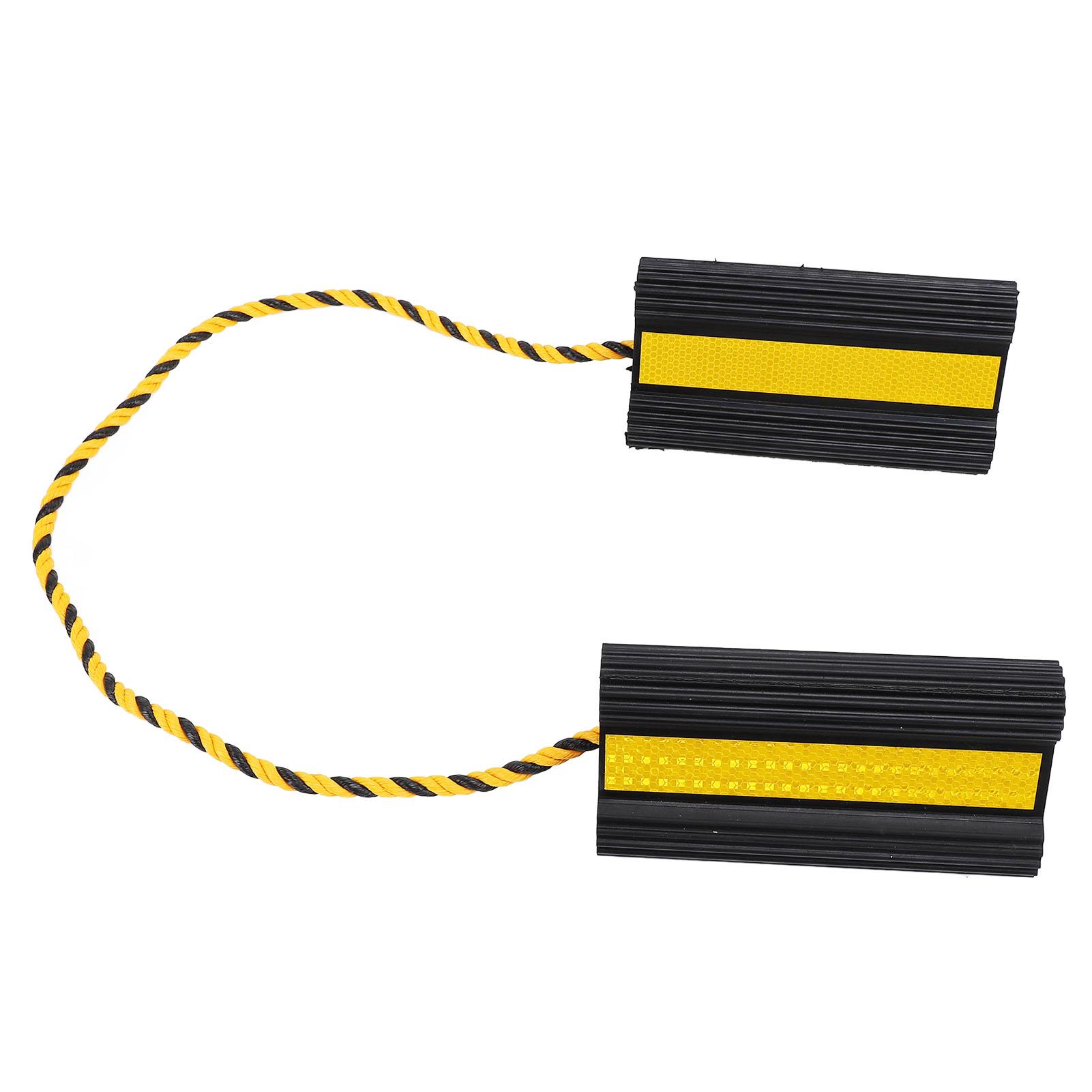 

1 пара усиленных противооткатных упоров, черные резиновые упоры для колес с нейлоновой веревкой и желтым светоотражателем