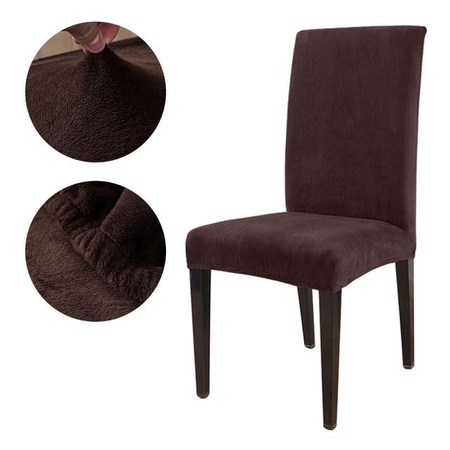 High Elastic Velvet Chair Protector Plush Stretch Chair Cover Antifouling Home Hotel Dining Wedding Seat Cover Home Decoration Chair Protector 1PC