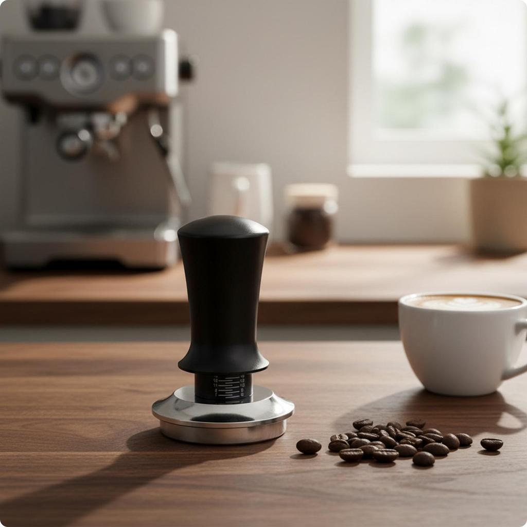 Coffee Tamper with Stainless-Steel Base Premium Espresso Puck Compressor