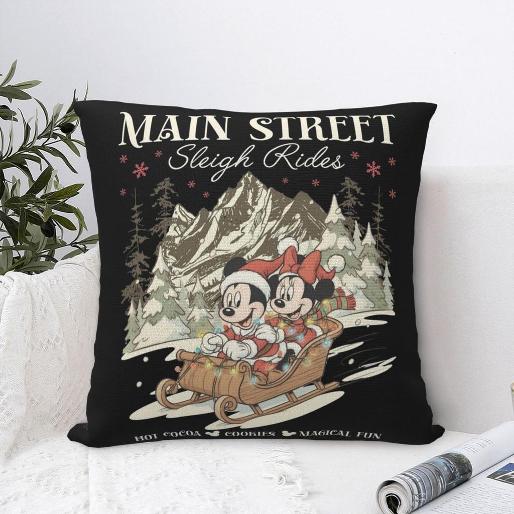 Merry Christmas Holiday Season Pillowcase Soft Polyester Cushion Cover Decorative Mickey Mouse Pillow Case Cover Car Square