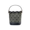 Tory Burch T Monogram All Over Print Drawstring Leather Bucket Bag Women Bags Dark-Blue-Denim 80534-405