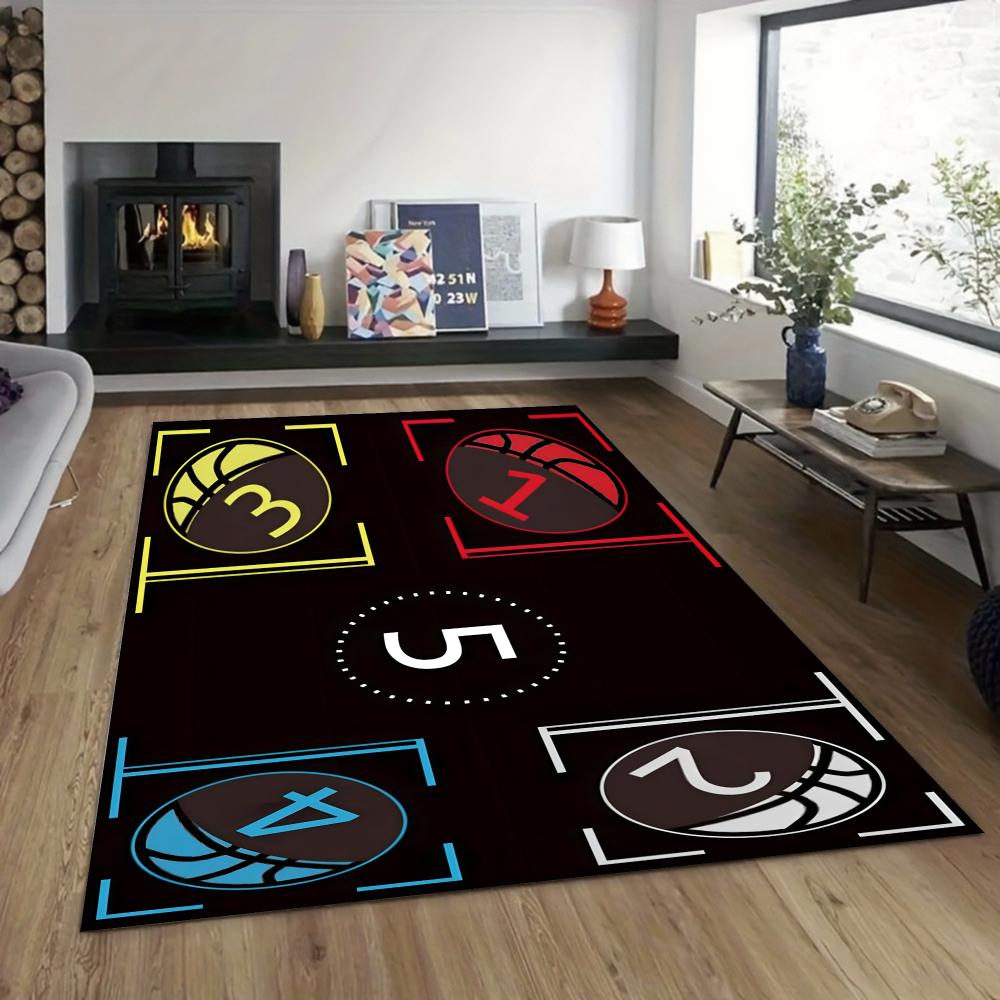 

Black Basketball Training Carpet Mat Rug Home Decoration Number Circle Floor Mat Kids Sport Practice Non Slip 40X60CM
