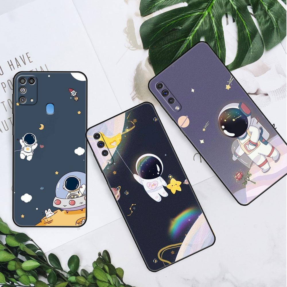 Astronaut Universe Case For Samsung Galaxy A50 A02s M31 A70 A30 A10 A20e A40 A10s M30s M51 M52 M22 M32 Black Phone Cover