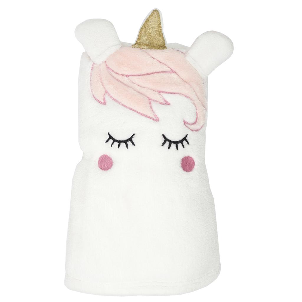 Les Trésors De Lily [A1822] - Plaid pluș 'Licorne My Unicorn' alb roz - 100x75 cm