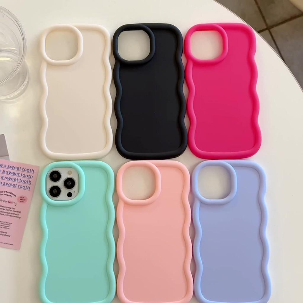 Wavy Phone Case for Xiaomi Redmi Note 13s 13 12s 12 11s 11 Pro Pro+ 12C 13C Candy Solid Color Shockproof Soft Silicone Phone Casing Cover