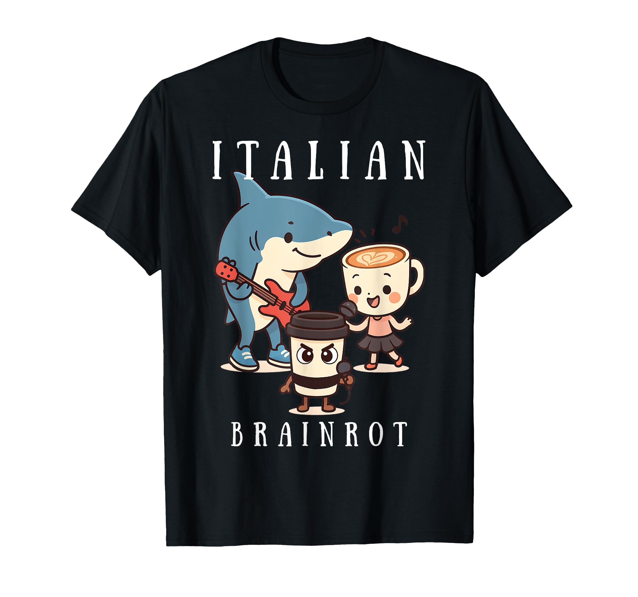 

Italian Brain Meme Cute Character Music Band Musician Kid T-Shirt чёрный