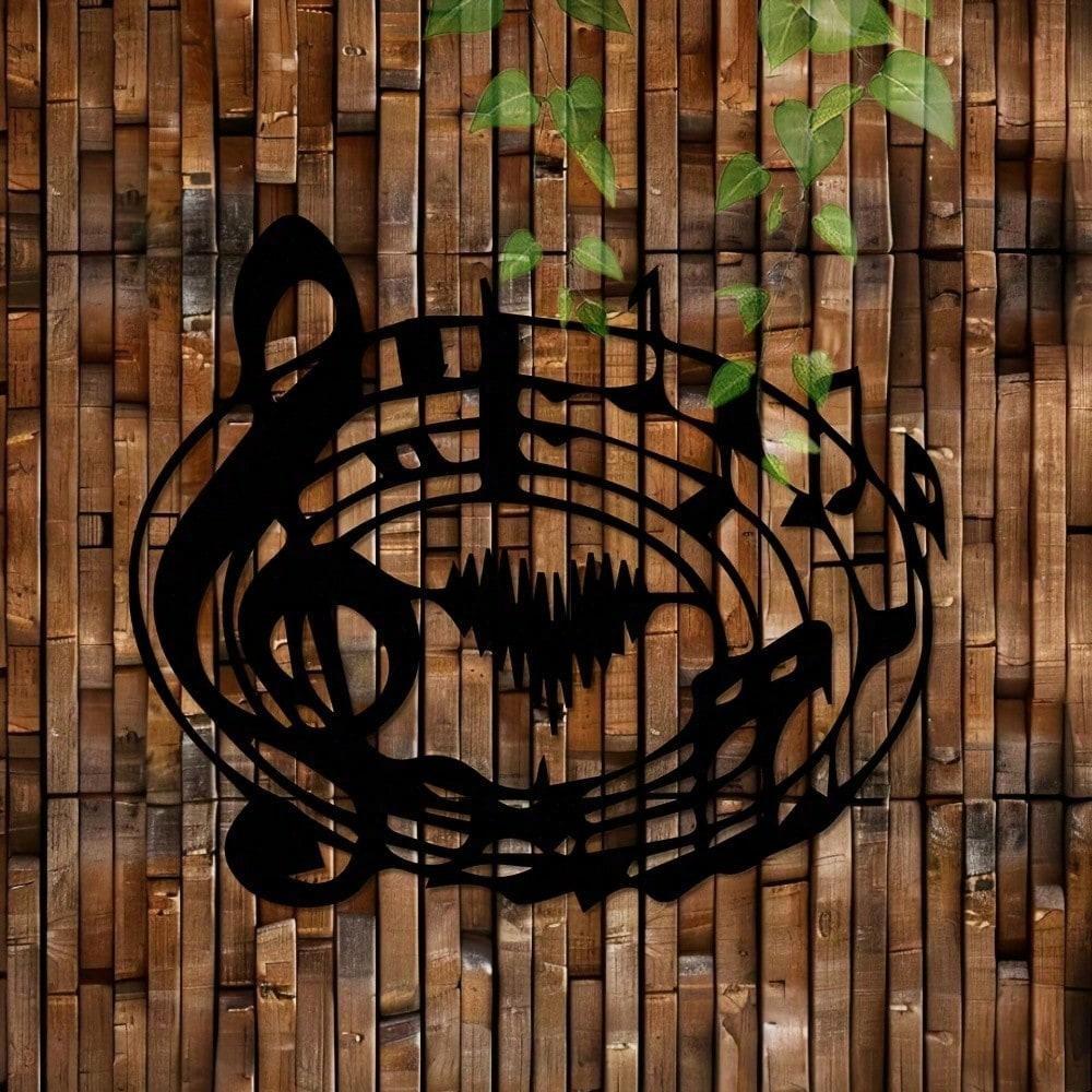 Abstract Tiger Music Notes Metal Wall Art Black Iron Treble Clef Staff Design Indoor Outdoor Decor Gift for Animal Lovers