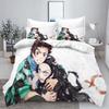 Demon slakter: Kimetsu no Yaiba kamado Nezuko Anime 100% Polyester Sengetøy Sett Dynetrekk Sett Trykt Tegneserie Hjemmeinnredning
