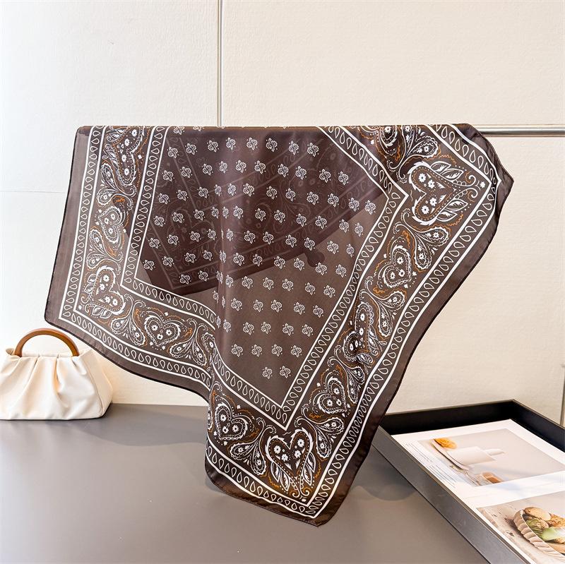 

New Vintage Paisley Print Shawl Square Scarf For Women Satin Wraps Neckerchief Female Hair Bands Ribbon Headband Bandana 70x70CM