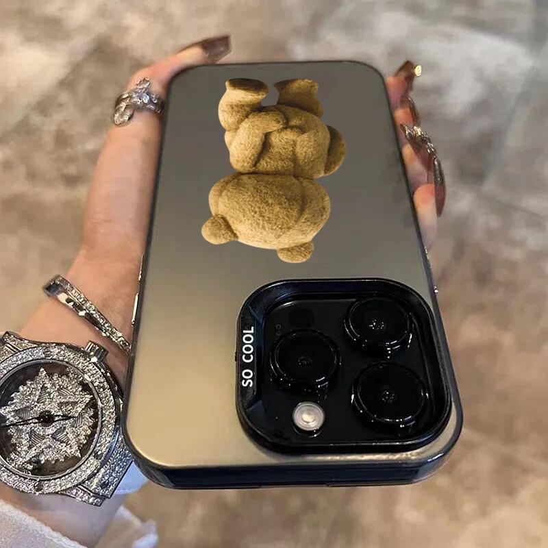 New Cartoon Teddy Bear Matte Laser Phone Case For  Poco F5 X5 X6 Pro Mi 14 13 12 12T 13T Pro 11 Lite NE Shockproof Cover