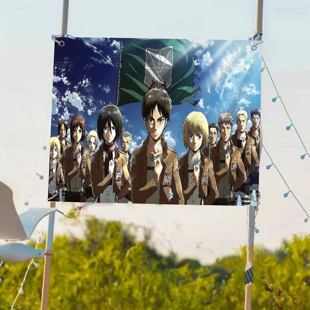 AAttack On Titan Anime Small Size Cheerleading Banner Hand Pulled Flag Outdoor Atmosphere Flags