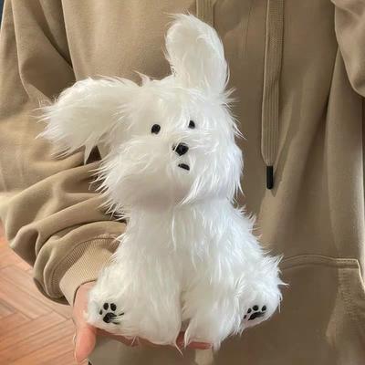 25/35CM Kawaii Langhaariger Welpe Plüschtier Weiß Cartoon Weich Gefüllte Hundepuppe Mädchen Geburtstagsspielzeug Kinder Freundin Niedliches Geschenk