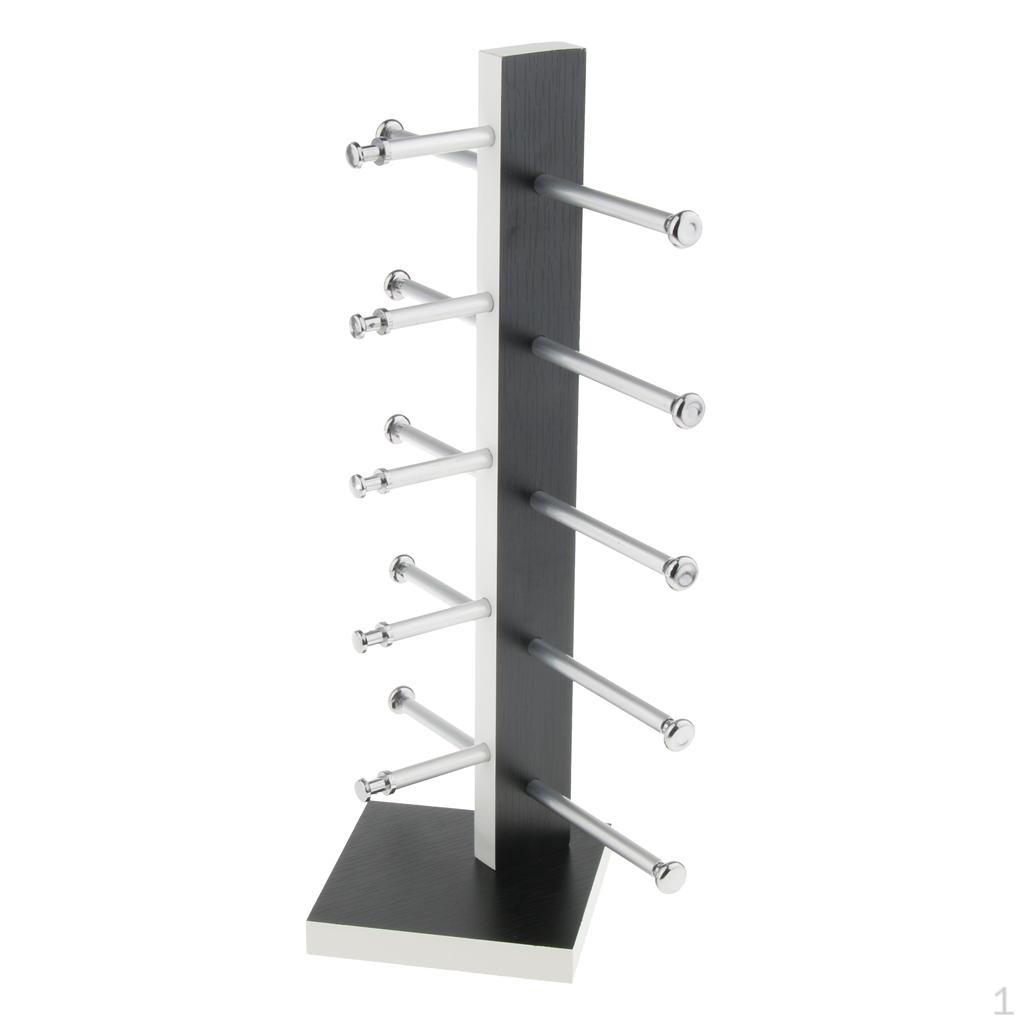 5 Layers Wood Display Stand Dropper Bottle Organizer Black Wood Color