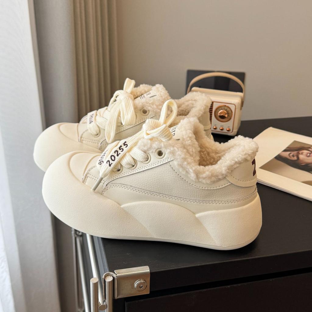 Vastagtalpú női új sokoldalú tejfölös szoknyás kenyércipő női eredeti alkalmi nagyfejű pamutcipő