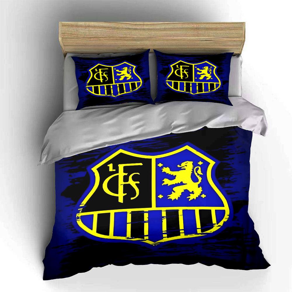 Blue and Yellow Lion Crest Design Print Bedding Set Duvet Cover Pillowcases (1* Duvet Cover 2* Pillowcases Do Not Include Comforter)