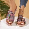 Fransige flache Schuhe im Ethno-Stil Slipper Damen Böhmische Zehenfrei Weichsohlige Strand-Flip-Flops