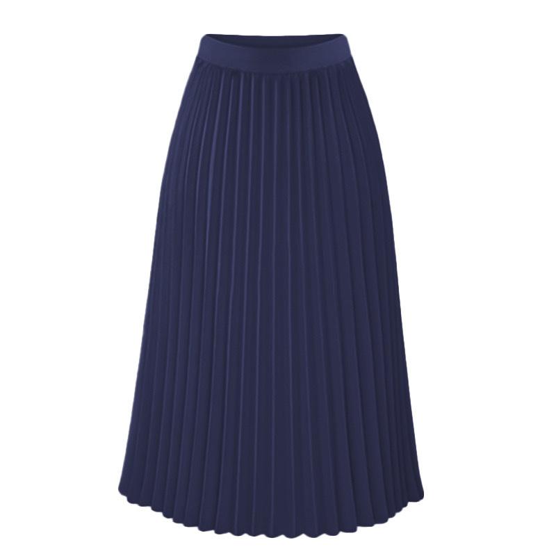 Damen Langer Metallisch Silberner Maxi Plisseerock Midirock Hohe Taille Elastizität Lässiger Partyrock