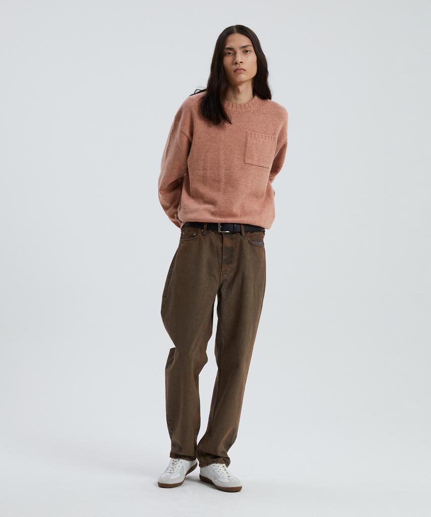 KNITTED Cashmere Wool Pocket Round Knit Dusty Pink