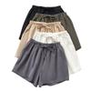Women's Summer Cotton Linen Trousers Solid Color Elastic Waist Wide-leg Short Pants