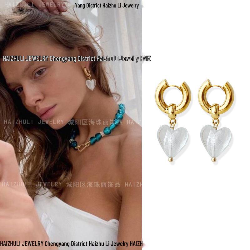 

European & American Style Sweet and Spicy Cool Girl Peach Heart Metal Earrings коричневий