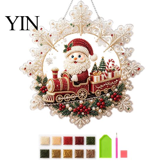 Weihnachts Bastelsets für Erwachsene Perlmutt Malerei Sonnenfänger Kunst-Set, Acryl Schneeflockenform Brett Dekorative Edelstein Schmucksteine Sets mit