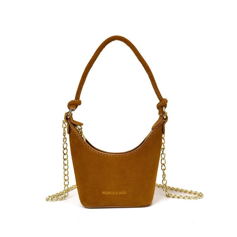 Children Retro Frosted Velvet Bucket Bag With Solid Color Design For Daily Style