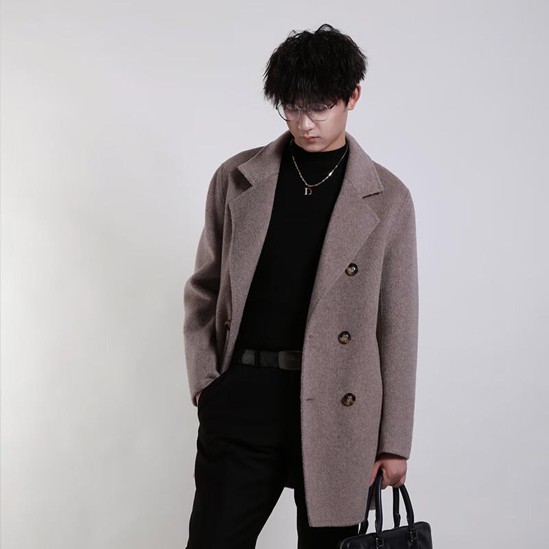 Yiliteng Men's 100% Wool Double-Faced Overcoat