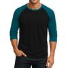 Men's Round Neck Contrast Color Raglan Three-quarter Sleeve Top T-shirt