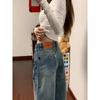 Women's High-Waisted Washed Rivet Wide-Leg Jeans - Autumn/Winter Floor-Length, Comfortable, Versatile, Slimming Straight Pants